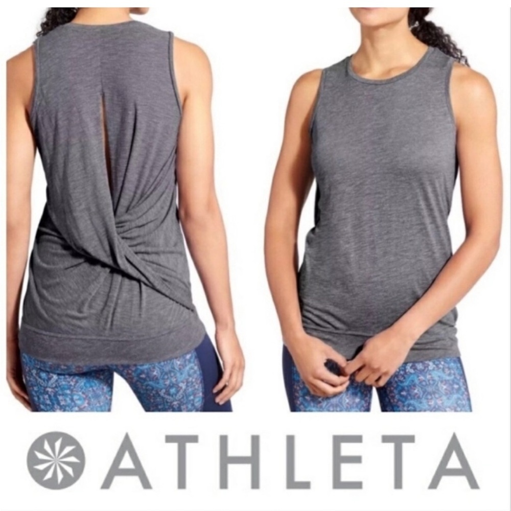 Athleta Siro Twist Back Open Tank Top Size XXS Heather Gray